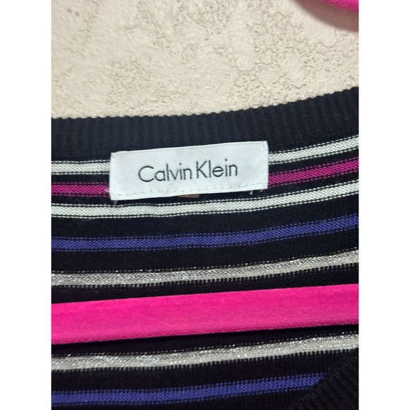 Calvin Klein Medium Striped Sleeveless Knit Tank Top Colorful Casual Layering - Picture 2 of 3